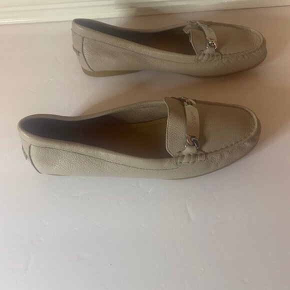 Coach Women's Loafer Olive A7751 Saddle Tan Pebble Leather Flat Shoes  Size 9 - Picture 5 of 8